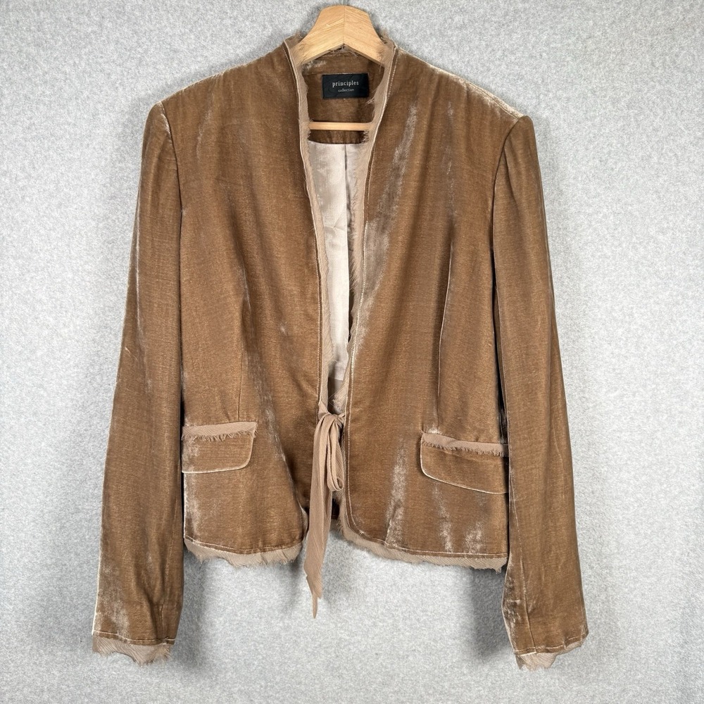 Principles Collection Cardigan Womens Medium Velour Jacket Vintage Y2K Silk